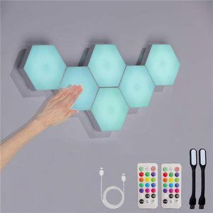 Hexagon Lights with Remote, Smart DIY Hexagon Wall Lights,Dual Control LED Light